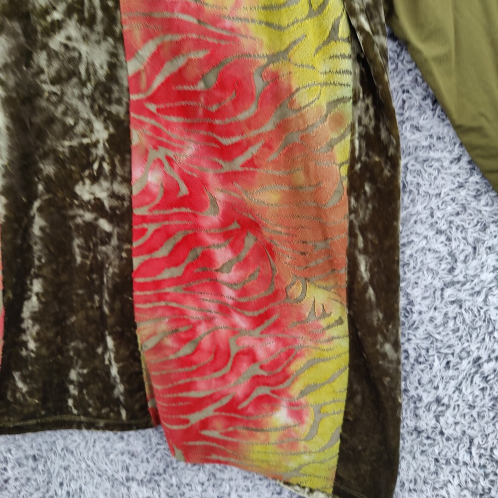 LOGO Women Whimsigoth Burnout Velvet Festival Vamp Tunic 1X Green Red Abstract - Picture 15 of 16